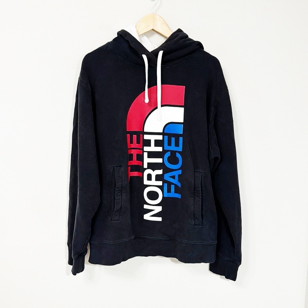 THE NORTH FACE Graphic Hoodie Black With Pouch Pocket Size Large Mens